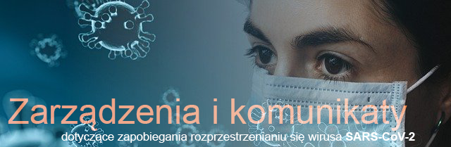 Baner zarządzenia i komunikaty dotyczące koronowirusa